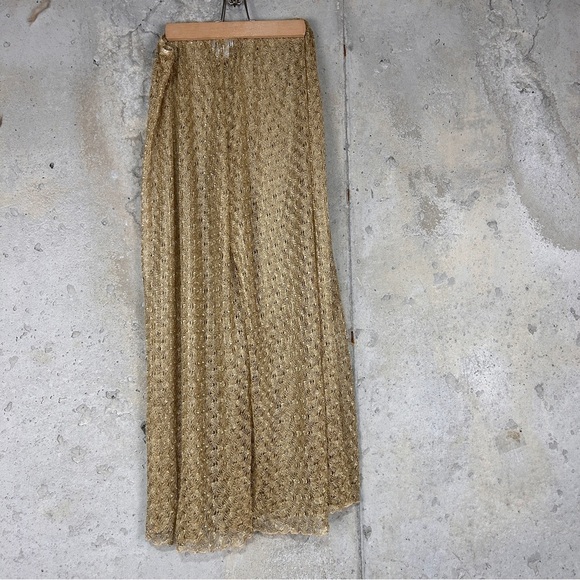 Elif for Jordan Taylor gold sheer nylon knit elastic waist cover up pants xl - Picture 5 of 7
